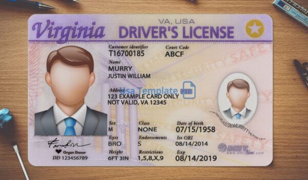 Virginia Driving License Template PSD (Copy) - Image 2