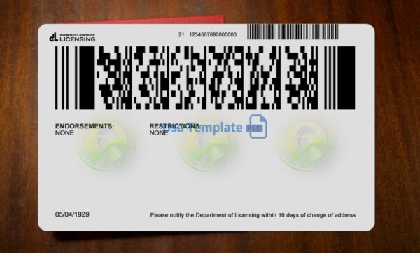 Washington Driving License Template PSD - Image 5