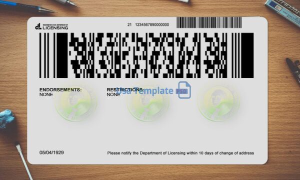 Washington Driving License Template PSD - Image 4