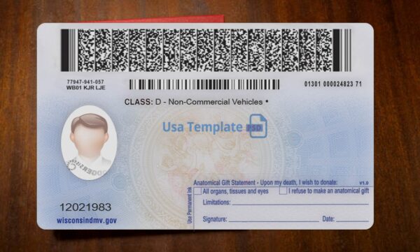 Wisconsin Driving License Template PSD - Image 5