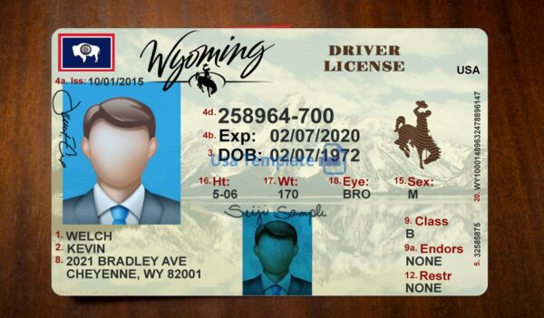 Wyoming Driving License Template PSD - Image 3