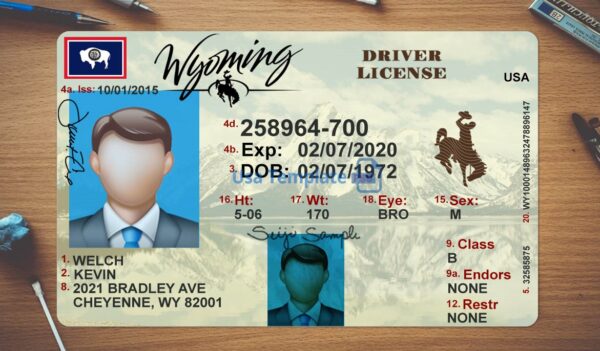 Wyoming Driving License Template PSD - Image 2