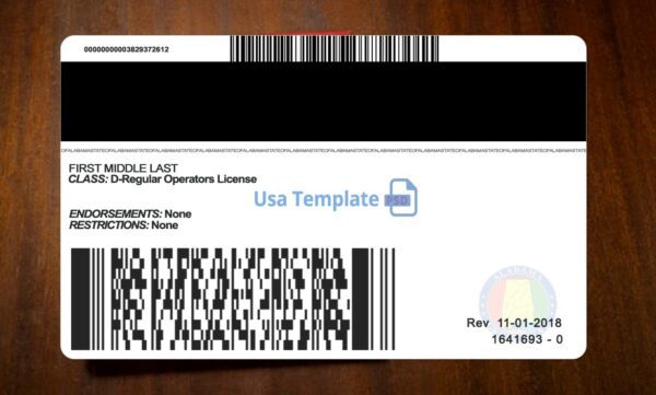 Alabama Driving License Template PSD - Image 6