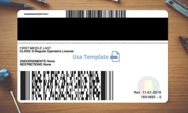 Alabama Driving License Template PSD - Image 5