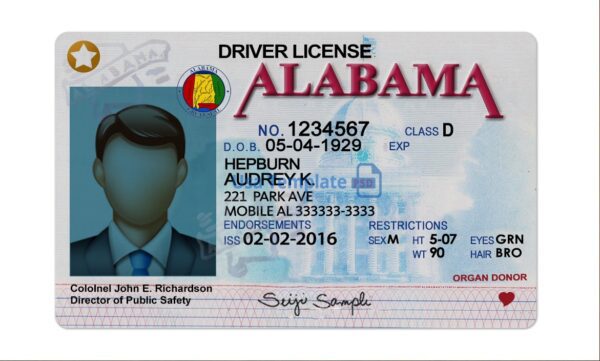 Alabama Driving License Template PSD - Image 4