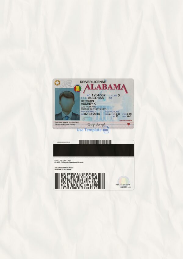 Alabama Driving License Template PSD - Image 7