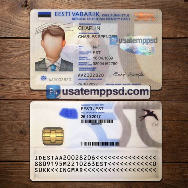 Editable Estonia ID Card template psd download V1