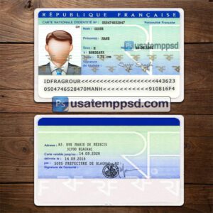 Editable France ID Card template psd download