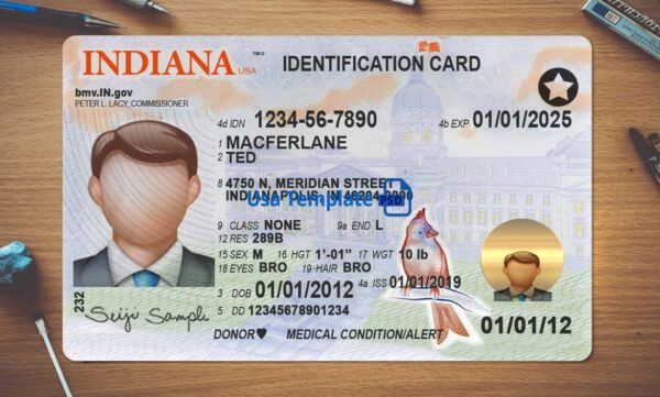 Indiana Driving License Template PSD - Image 2