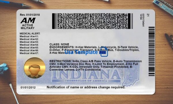 Indiana Driving License Template PSD - Image 5