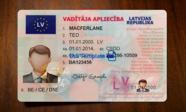 Latvia Driving License Template PSD - Image 3