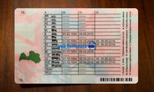 Latvia Driving License Template PSD - Image 5