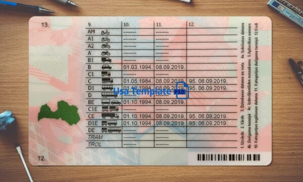 Latvia Driving License Template PSD - Image 4