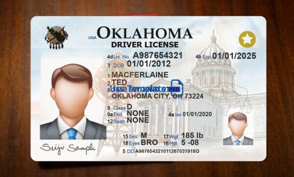 Oklahoma Driving License Template PSD - Image 3