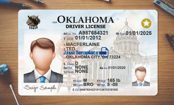 Oklahoma Driving License Template PSD - Image 2