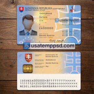 Editable Slovakia ID Card template psd download